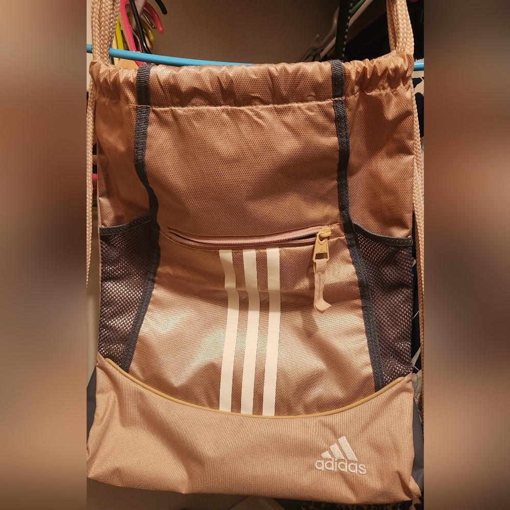 Tan and Black Drawstring Bag